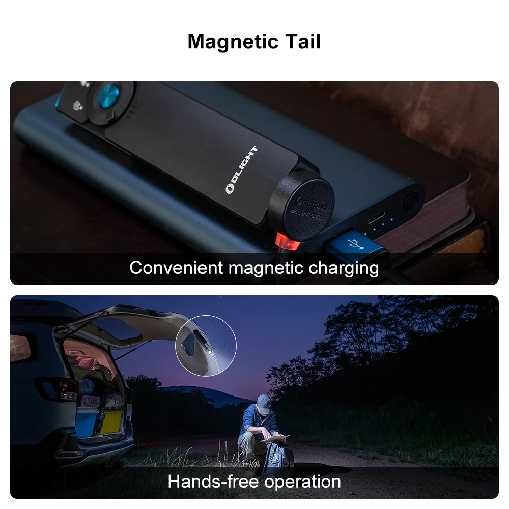Olight Arkfeld Pro 1300 Lumen Rechargeable EDC Flashlight 25 Olight Arkfeld Pro magnetic charging and hands-free campsite use