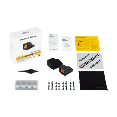 Olight Osight XE AMRS Box Contents Olight Osight XE AMRS box contents with mounting hardware and tools