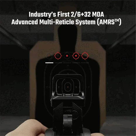 Olight Osight XE AMRS Five Red Reticle Modes Five selectable red reticle modes on the Olight Osight XE AMRS