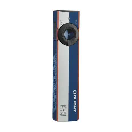 Olight ArkPro Liberty Lines front view Olight ArkPro Liberty Lines red white and blue flashlight front view