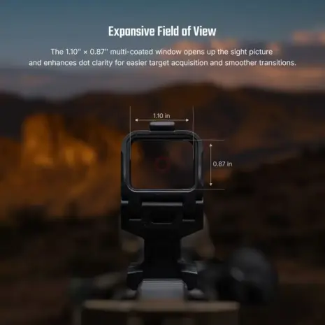 Olight Osight R — Large viewing window Osight R feature image showing the 28 by 22 mm viewing window
