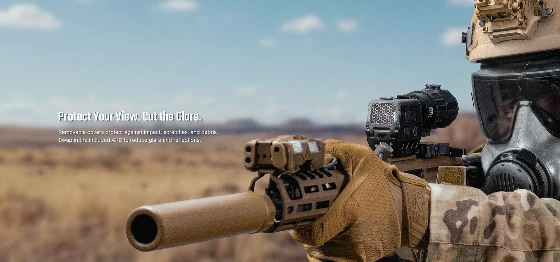 Olight Osight R Rifle Red Dot Sight 3 Osight R on a rifle with its front anti-reflective device fitted
