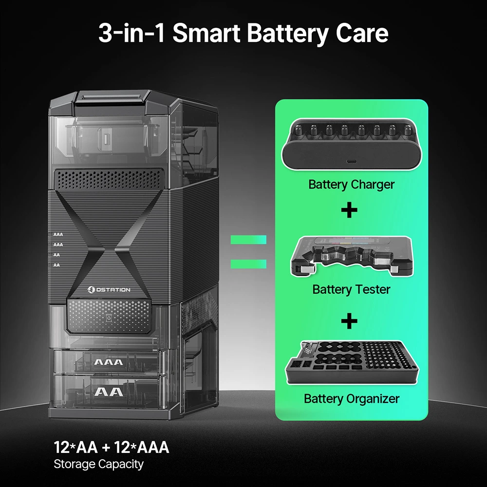 Olight Ostation 2 Smart AA/AAA Battery Station 1 Olight Ostation 2 charger tester and battery organiser functions