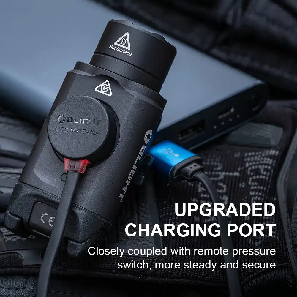 Olight PL-3R 1500 Lumen Weapon Light 3 Rear magnetic charging port on the Olight PL-3R