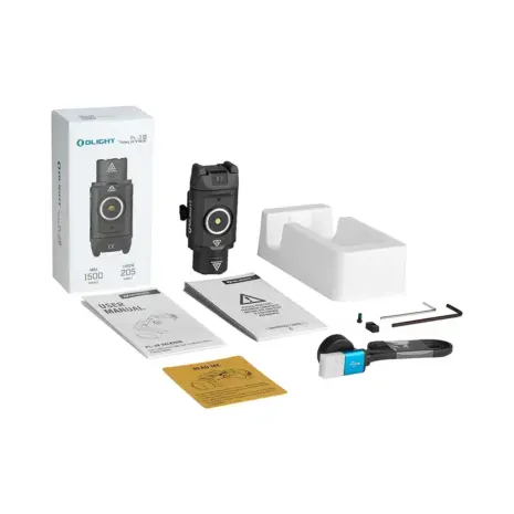 Olight PL-3R Package Contents Olight PL-3R weapon light with box, charger, adapters and tools