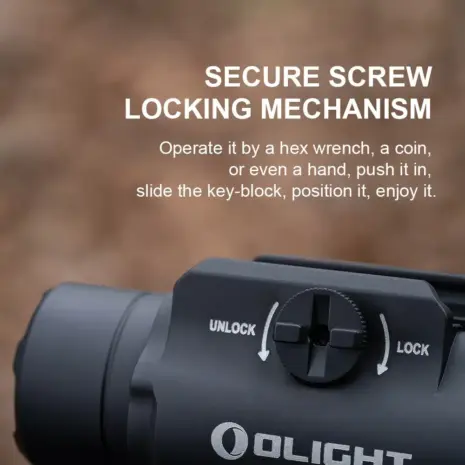 Olight PL-3R Secure Screw Lock Secure screw-lock mechanism on the Olight PL-3R