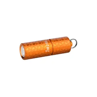 Olight Pinwheel Orange i1R 2 Pro rechargeable keychain flashlight.