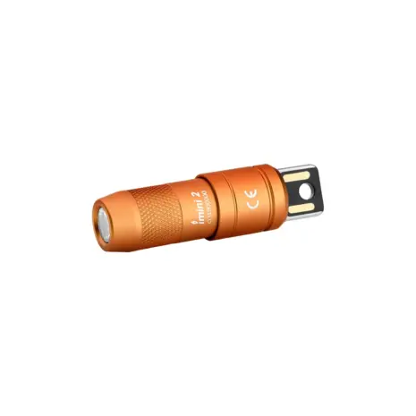 Olight iMini 2 50 Lumen Rechargeable Keychain Flashlight - Orange Orange imini 2 compact LED flashlight with direct USB-A charging.