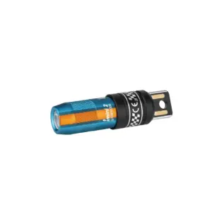 Blue and orange iMini 2 flashlight, USB rechargeable.