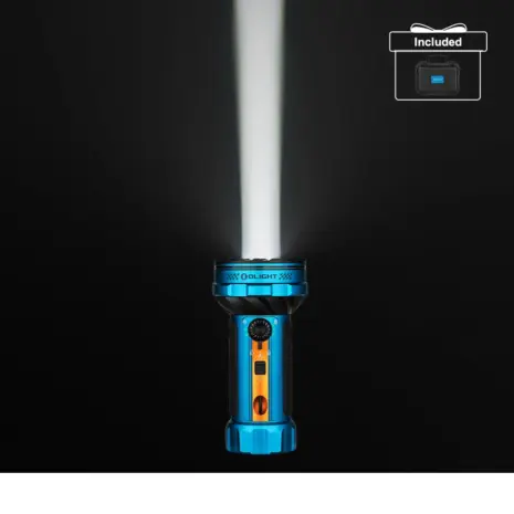 Olight Marauder Mini 2 10000 Lumen Searchlight - Roadster Olight Blue Marauder Mini 2 Flashlight with Bright Beam and Included Hard Case for Tactical and Outdoor Use