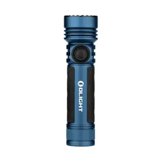 Olight Blue SEEKER 4 PRO Front View with Rotary Switch and Anti-Slip Grip for Outdoor Activities