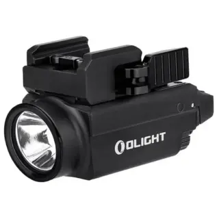 Olight Baldr S BL 800 Lumen Weapon Light - angled view of black rail-mounted light