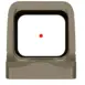 Olight Osight FDE sights - rear view through tan optic showing a red dot