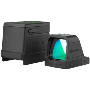 Olight Osight 3 MOA Green Dot Sight - black open reflex sight with green-tinted lens and charging cover