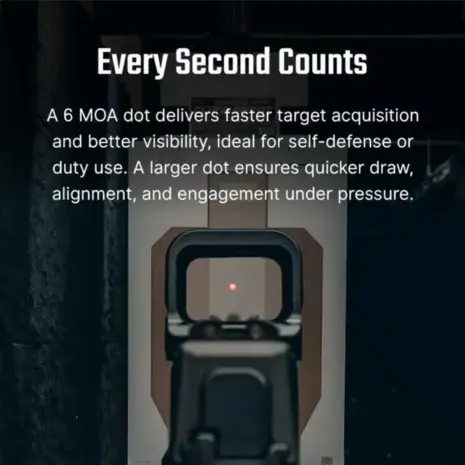 Olight Osight K 6 MOA Red Dot Sight - view through the optic window with a red dot Olight Osight K 6 MOA Red Dot Sight - view through the optic window with a red dot