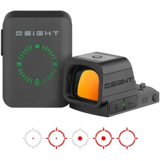 Olight South Africa Homepage — 2026 Candidate 14 Olight Osight XR optic - black optic and charging cover with green charge display and reticle graphics