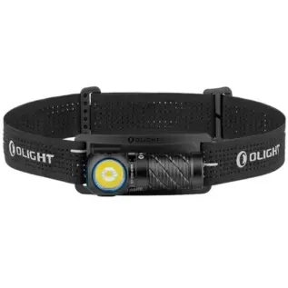 Olight South Africa Homepage — 2026 Candidate 26 Olight Perun 3 Mini headlamps - black right-angle headlamp fitted to black elastic headband