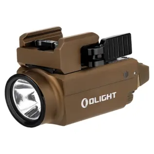 Olight Baldr S BL 800 Lumen Blue Laser Weapon Light - Desert Tan - Desert Tan light and rail clamp