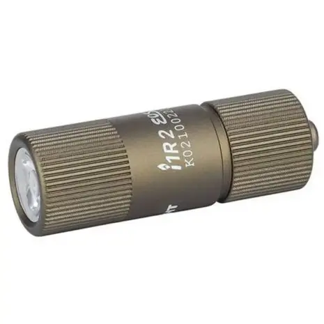 Olight I1R 2 EOS 150 Lumen Keyring Flashlight - olive miniature cylindrical flashlight with textured ends Olight I1R 2 EOS 150 Lumen Keyring Flashlight - olive miniature cylindrical flashlight with textured ends