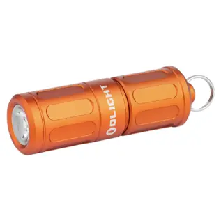 Olight i1R 2 Pro 180 Lumen Rechargeable Keychain Flashlight - Orange - Orange angled front view