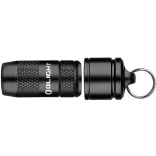 Olight iMini 10 Lumen Flashlight - black miniature keyring flashlight shown horizontally