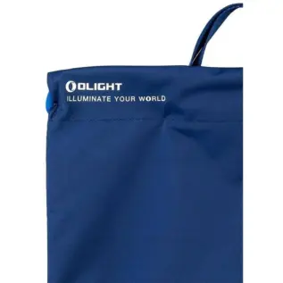 Olight Obag Sport SPL Bag - close-up of blue fabric bag and white Olight lettering