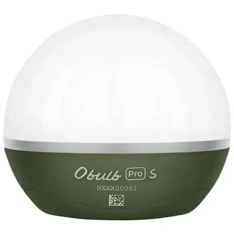 Olight Obulb Pro S Portable LED Light - white globe light with green base and silver band Olight Obulb Pro S Portable LED Light - white globe light with green base and silver band