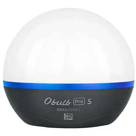 Olight Obulb Pro S Portable LED Light - white globe light with black base and blue band Olight Obulb Pro S Portable LED Light - white globe light with black base and blue band