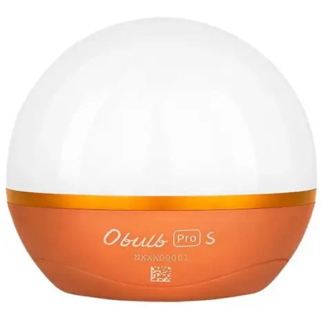 Olight Obulb Pro S Portable LED Light - white globe light with orange base and gold band Olight Obulb Pro S Portable LED Light - white globe light with orange base and gold band