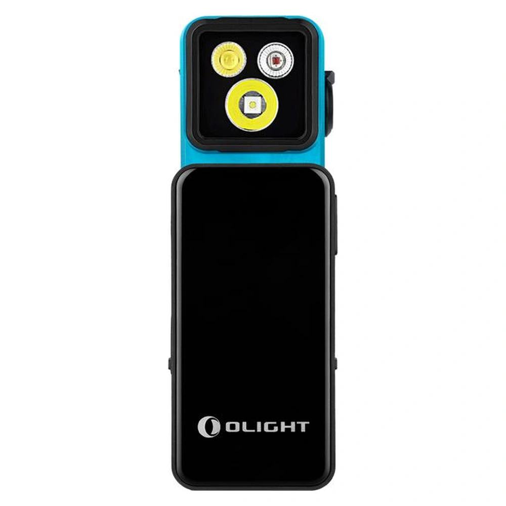 Olight Oclip 2 Pro Premium 530 Lumen Clip Light - Tidal Blue 2 Olight Oclip 2 Pro Premium 530 Lumen Clip Light - Tidal Blue - front view in charging dock