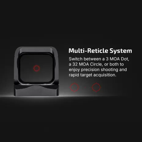 Olight Osight X Reflex Sight – 3 MOA Dot, 32 MOA Circle Red Dot (Black) - multi-reticle graphic showing red dot circle and combined patterns Olight Osight X Reflex Sight – 3 MOA Dot, 32 MOA Circle Red Dot (Black) - multi-reticle graphic showing red dot circle and combined patterns