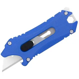 Olight Otacle G10 Utility Knife - blue utility knife with extended silver blade and black slider