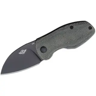 Olight Parrot Knife - open folding knife with black blade and textured grey-green handle