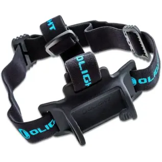 Olight Perun 2 Headband - black headband with blue Olight lettering and mounting cradle
