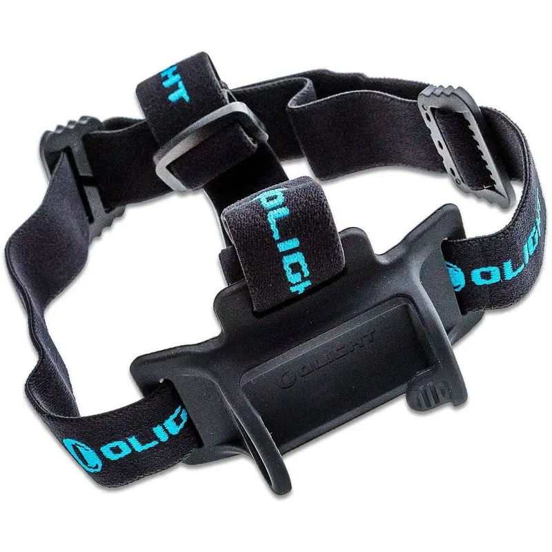 Olight Perun 2 Headband - black headband with blue Olight lettering and mounting cradle