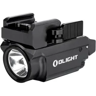 Olight Baldr RL Mini Weapon Light - Black - black compact light with mounting rail and Olight lettering