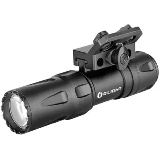 Olight Odin Mini Tactical Weapon Flashlight - angled view of black cylindrical rail-mounted light