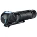 Olight Perun 2 Flashlight/Headlamp With Headband - angled view of black right-angle flashlight with blue lens rim